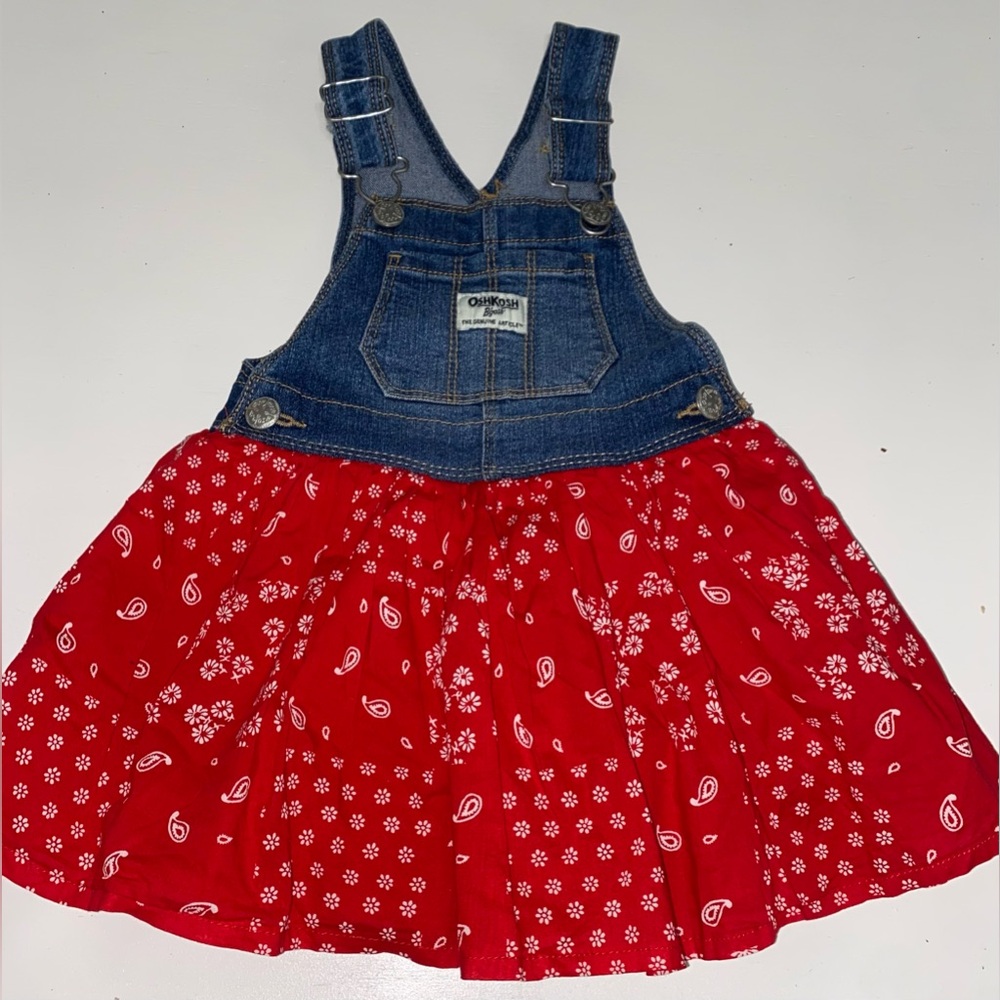 OshKosh B'gosh Blue Denim and Red Patterned Dress